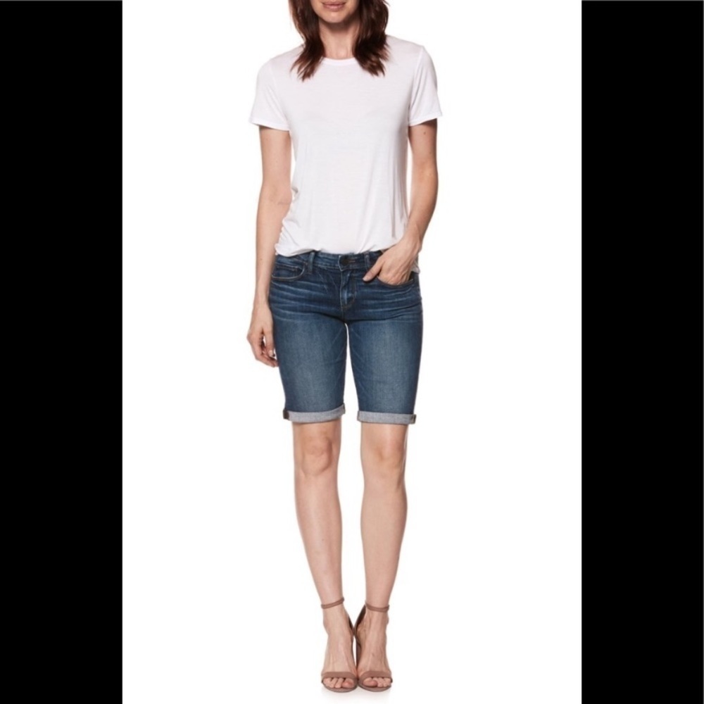 Paige Bermuda Denim Cut Off Shorts New